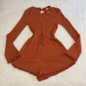 Urban Outfitters Women Orange Knit Long Sleeve Romper NWT